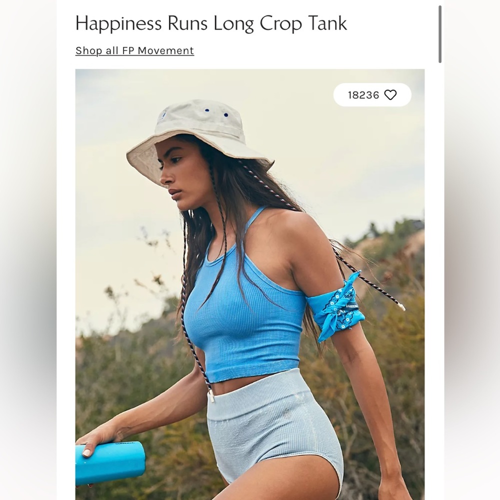Free People Blue Ribbed Crop Tank